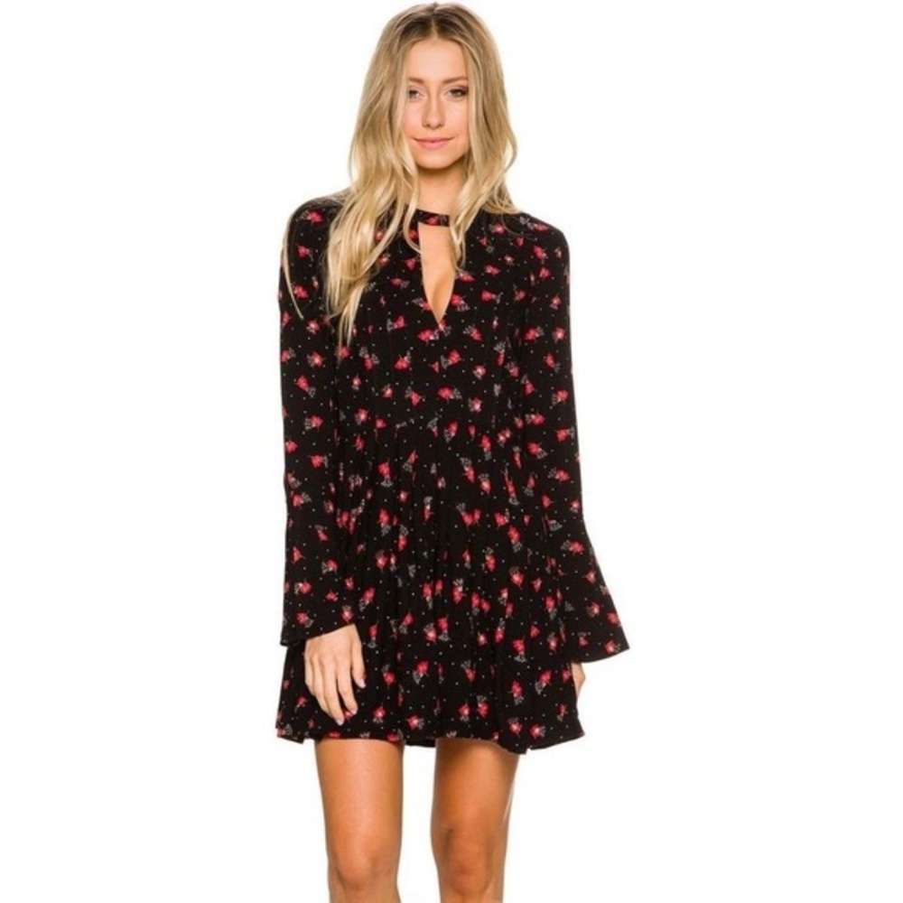 Free People- Black Floral Dress